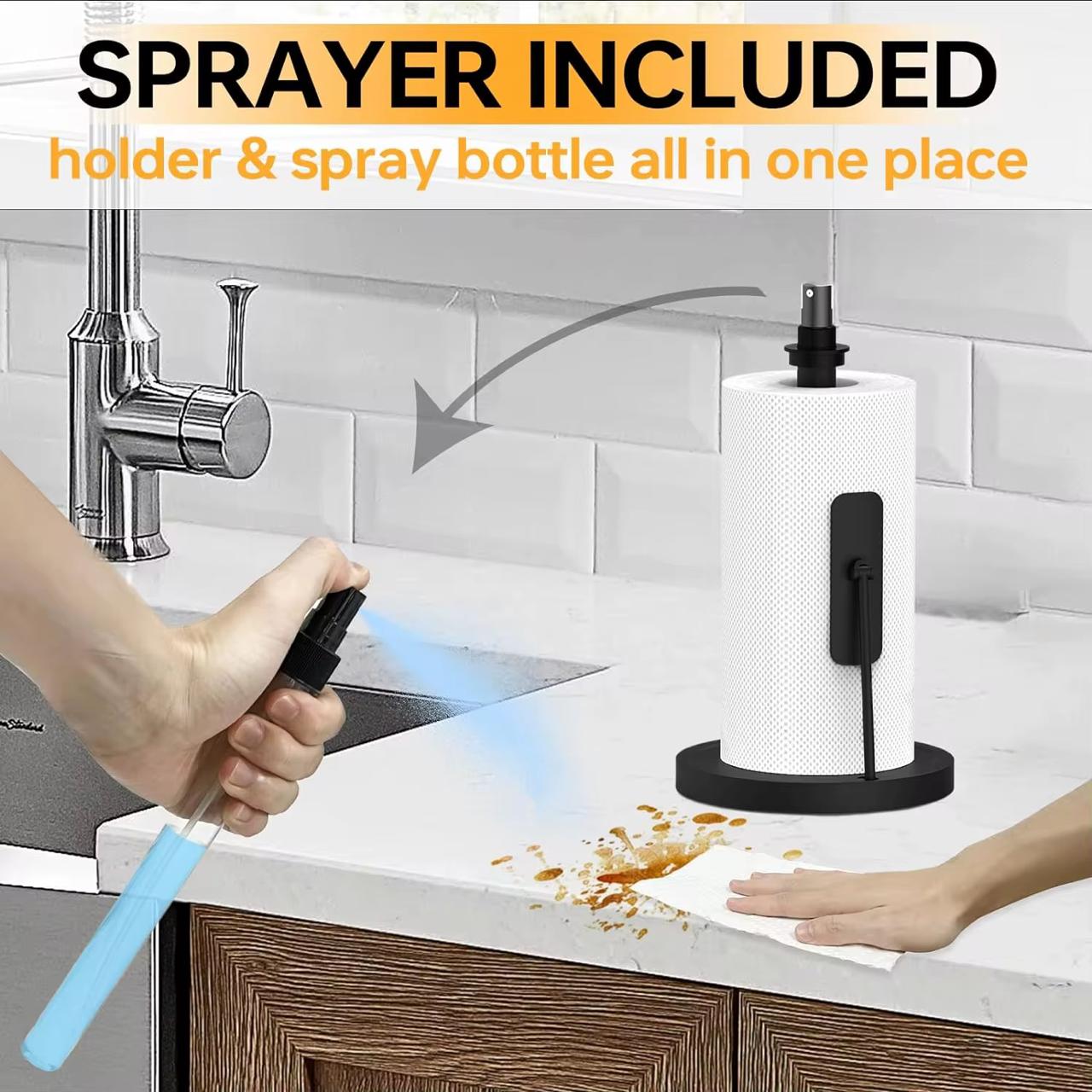 2-in-1 Paper Towel Holder with Spray Bottle