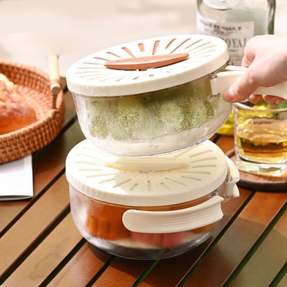 2 in 1 Food Drain Container - Foldable Handle